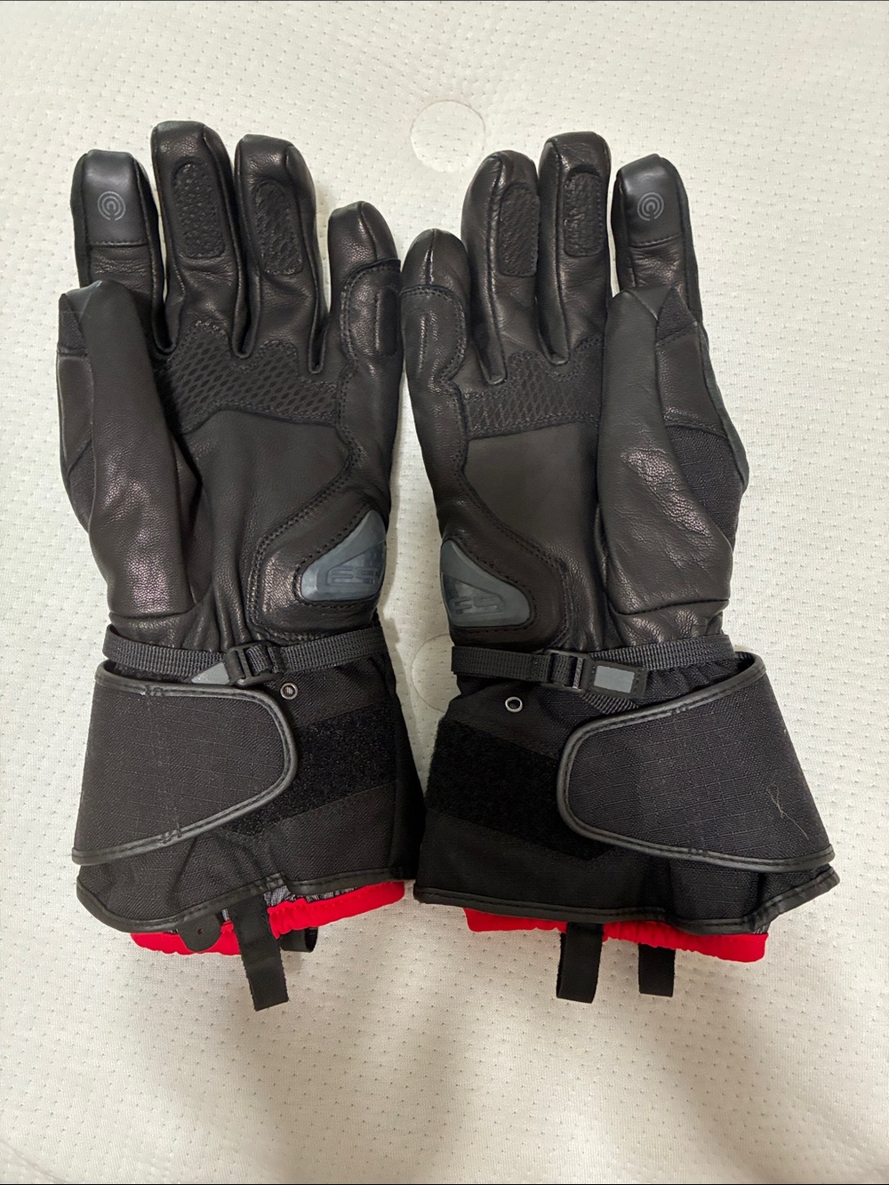 Men's Black Motorcycle Gloves with Red Interior Accents - Picture 2 of 4